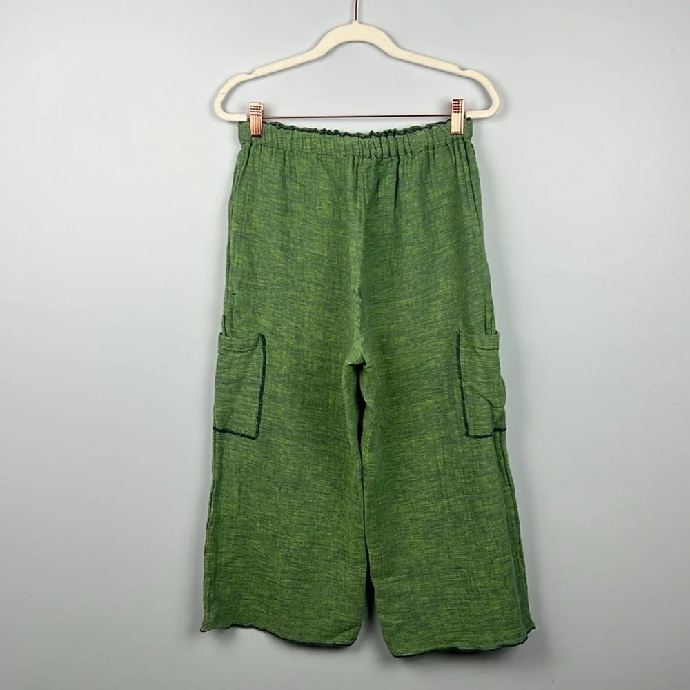 CLICK by Color me Cotton 100% linen medium 2 piece women’s set reversible pants - Picture 9 of 12